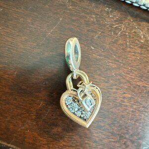 Pandora Heart Padlock Double Dangle Charm 780087C01 Rose Gold Plated